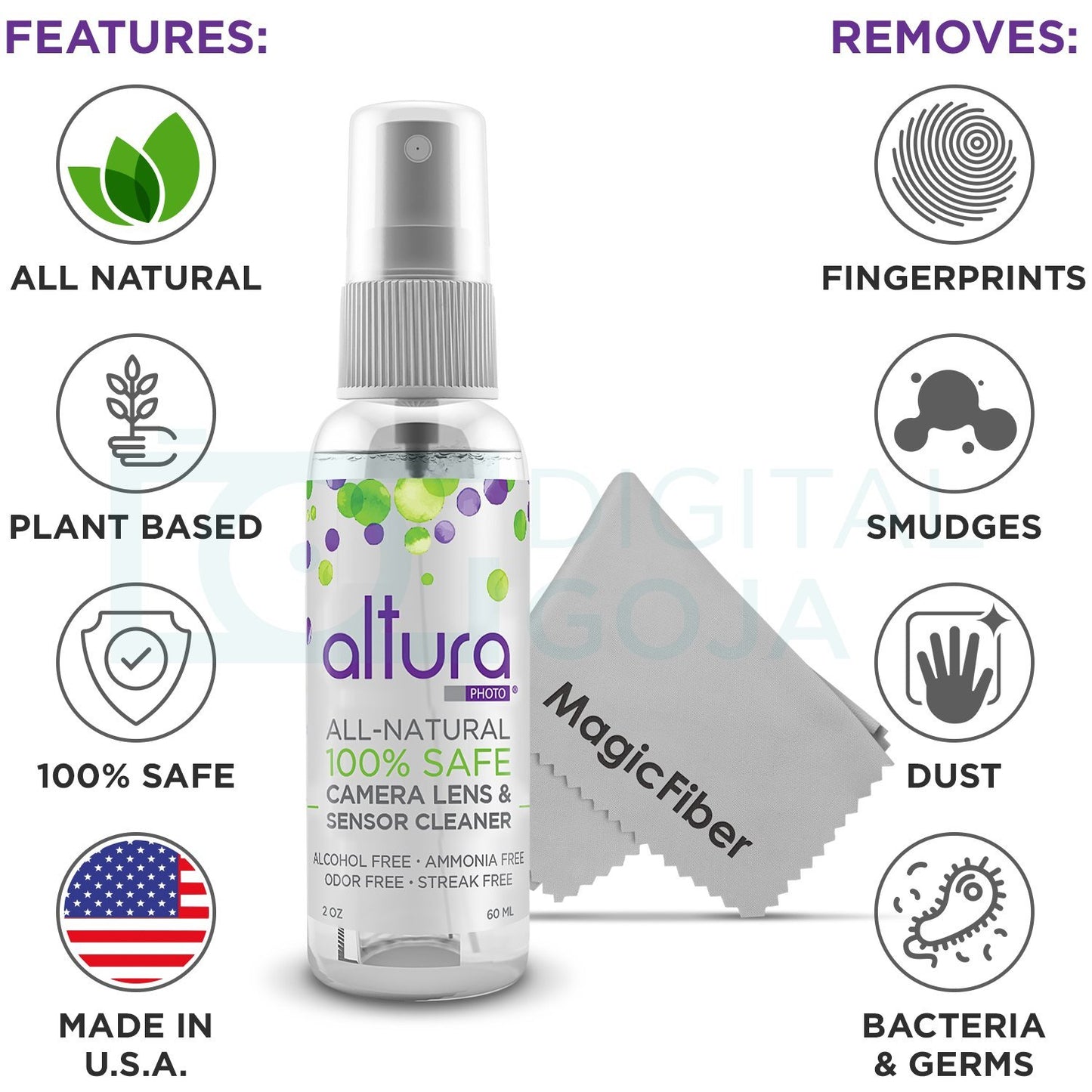 Altura Photo Professional Camera Cleaning Kit for APS-C DSLR & Mirrorless Cameras - Lens and Sensor Cleaner - Includes Case, Spray, Swabs, Blower