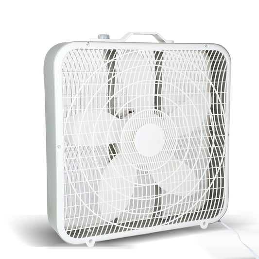 Simple Deluxe 20'' Box Fan, 3-Speed Cooling Floor Fan with Aerodynamic Shaped Fan Blades, Convenient Carry Handle and Safety Grills, For Home Office