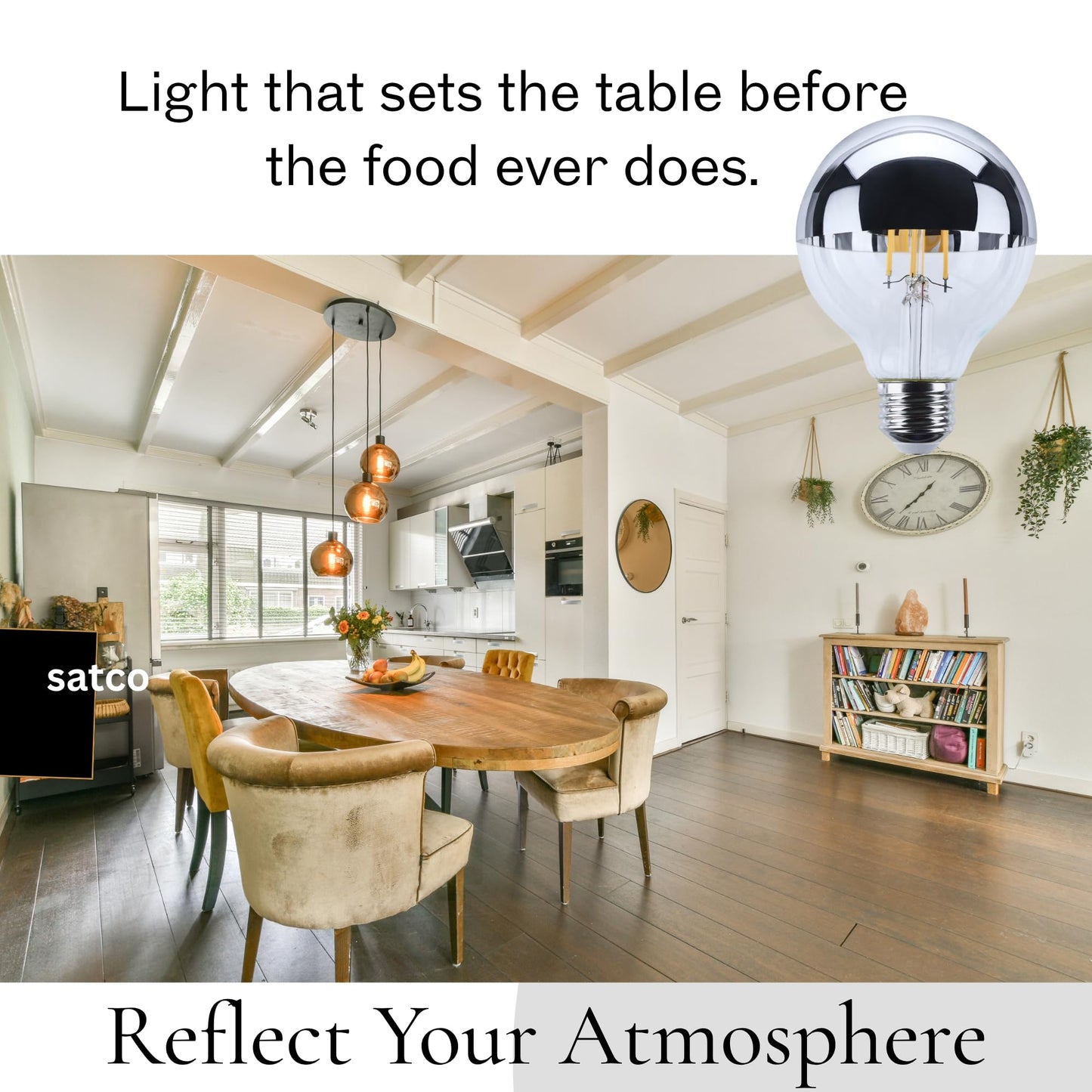 Satco LED Filament G25 Globe Silver Crown Light Bulb 5.5W 60W Equivalent 2700K Warm White 90+ CRI E26 Medium Base 120V Dimmable Wet Location Part
