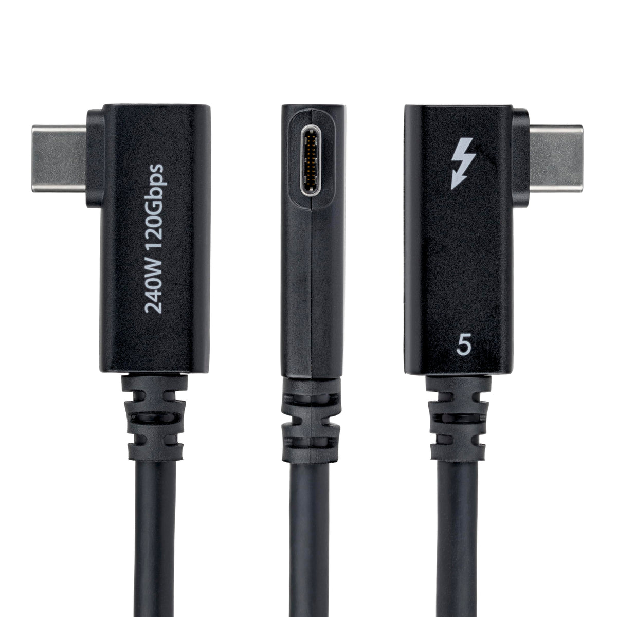 StarTech 2.6ft/80cm Right Angle Thunderbolt 5 Cable USB-C 80Gbps 240W PD 8K