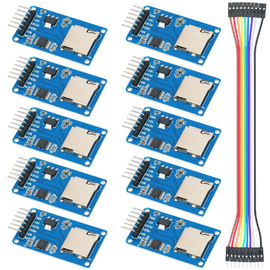 MTDELE 10Pcs Expansion Module Compatible with Micro SD and TF Card, 6 Pin SPI Interface Supports Micro SD and SDHC Card Compatible with for Arduino