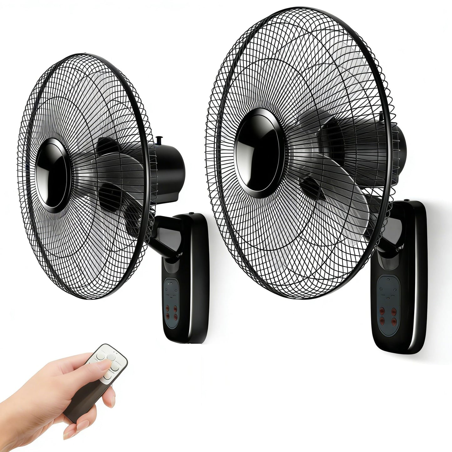 Aotop 16 inch Wall Mount Fan with Remote Control - 2 Pack, 3-Speed and 3 Modes, Timer Function, Adjustable Head, Oscillating Fan for Home and Office