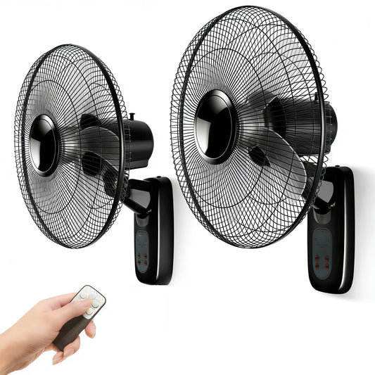 Aotop 16 inch Wall Mount Fan with Remote Control - 2 Pack, 3-Speed and 3 Modes, Timer Function, Adjustable Head, Oscillating Fan for Home and Office