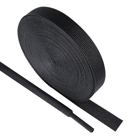 Black 2:1 Ratio Automotive Heat Shrink Braided Sleeving,Wear-Resistant Flat Woven Shrinkable Sleeve Fabric Car Cable Wires Hoses Protection