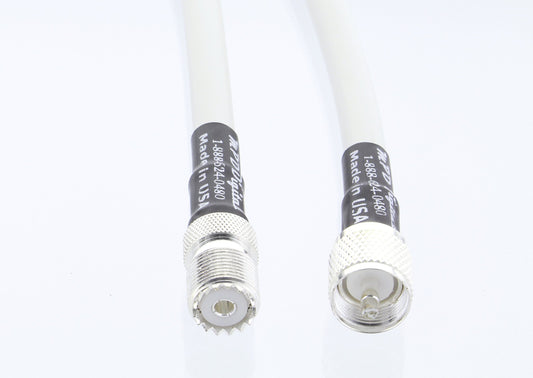 MPD Digital MPD400 White, SO-239 Female to PL-259 Male Connector, All Weather and Marine Radio VHF and AIS Antenna Extension Cable UHF, Made in The