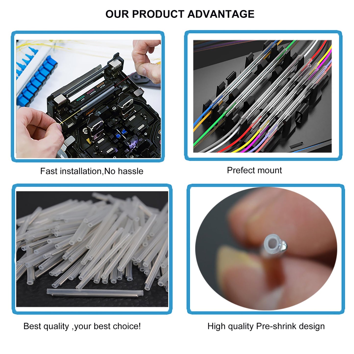 Primeda-telecom Preshrunk Fiber Optic Fusion Splice Protection Sleeve Clear 1000pcs with Box (OD2.4mm x 60mm(L))