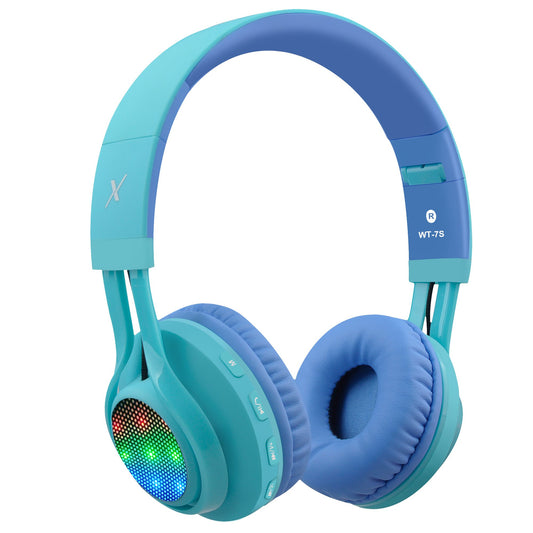 Riwbox WT-7S Kids Bluetooth Headphones, LED Light Up Wireless Foldable Stereo Headset with Microphone and Volume Control for PC/Tablet/TV/Travel…