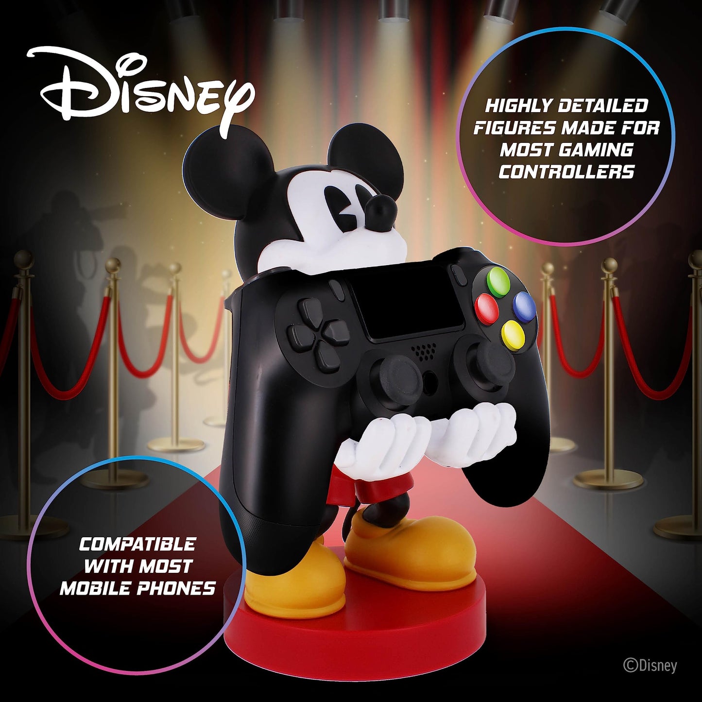 Cableguys Disney Mickey Mouse Controller Holder & Phone Stand - Gaming Setup Accessories for Desk and Game Room, Controller Stand Compatible