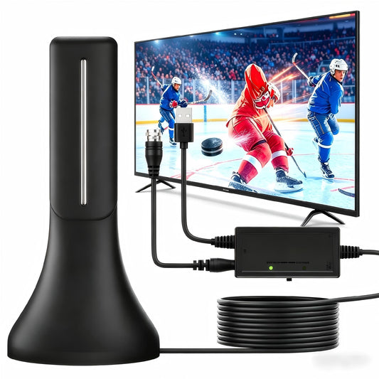 2026 Upgraded Indoor Digital TV Antenna, Long Range 360° Reception HD Antenna for Smart TV & All Older TVs, Signal Amplifier Booster 13ft Coax Cable, Supports 4K 1080P 8K VHF UHF Local Channels