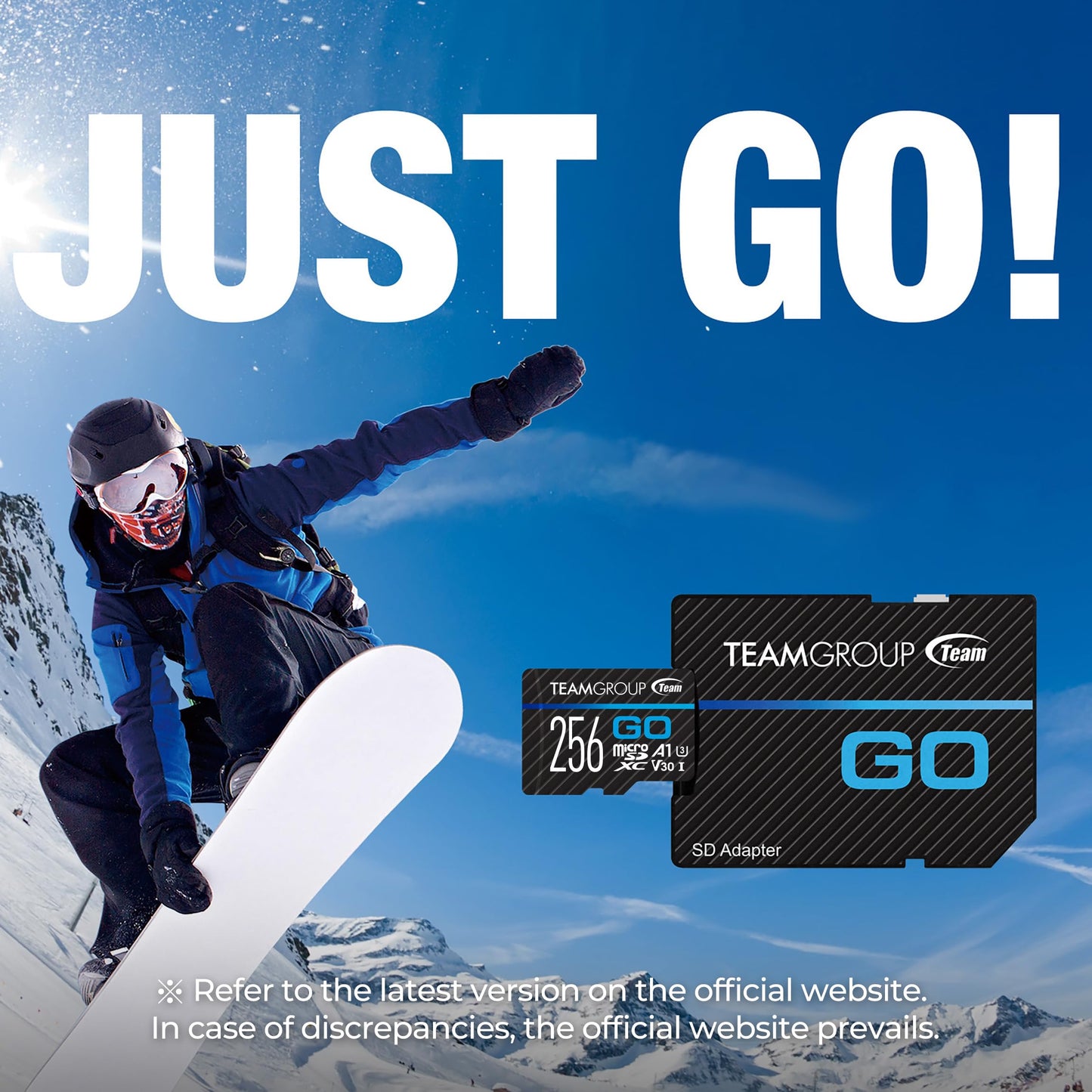 TEAMGROUP GO Card 256GB MicroSDXC UHS-I U3 V30 4K for Action Cameras & Drone High Speed Flash Memory Card with Adapter for Outdoor Sports&Vlog, 4K