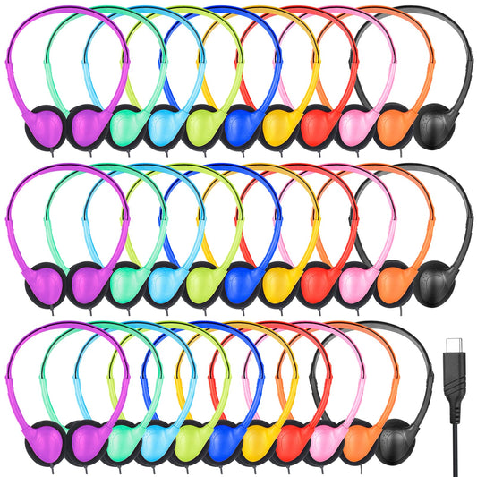 TJZXGUI USB Type C Kids Headphone Bulk 12 Pack for School Classroom,On-Ear USB C Headphones for Boys Girls Students Tablet Travel Computer…