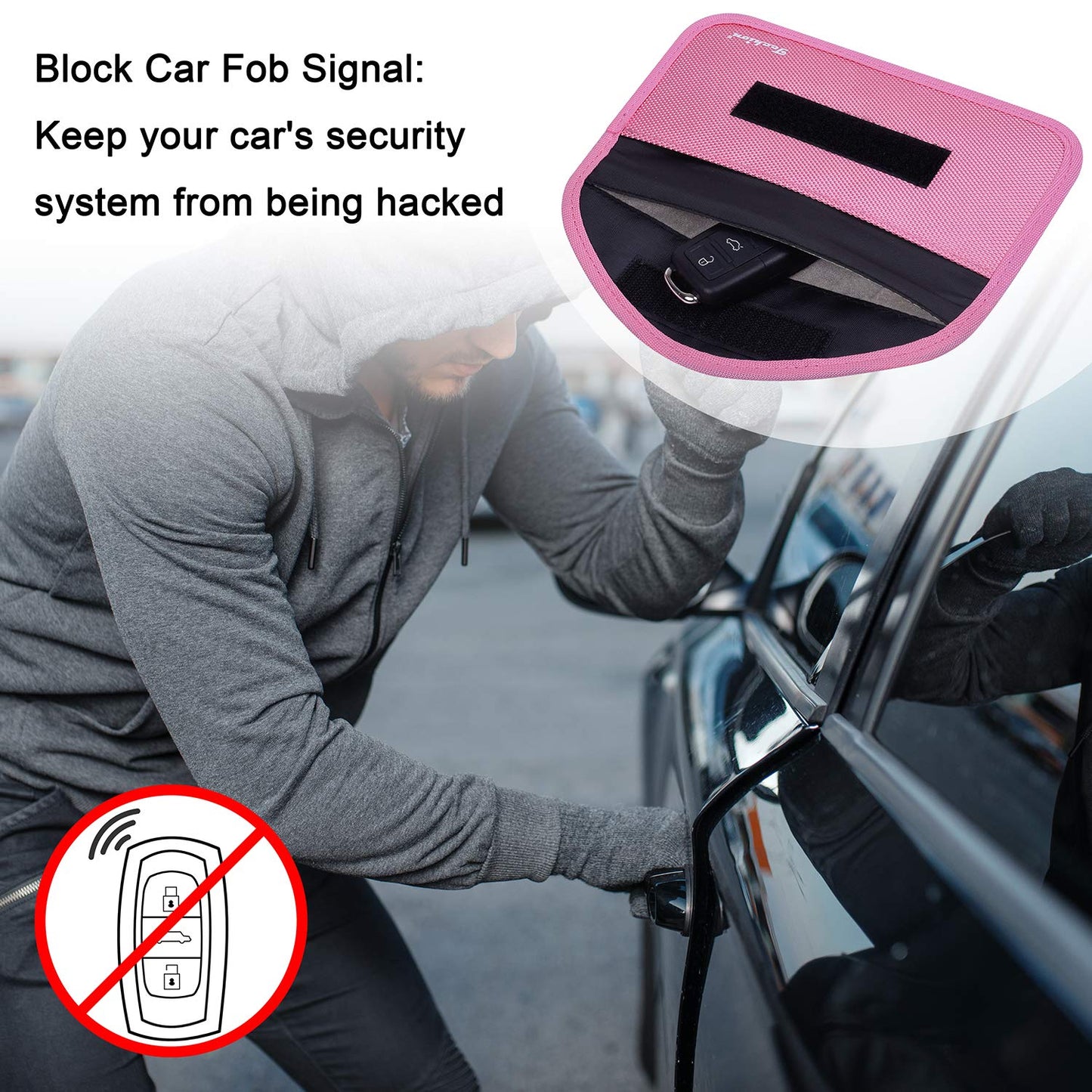 Signal Blocking Bag, Techion 2 Pack RFID Faraday Bag Shield Pouch Cage Box Wallet Case for Cell Phone and Car Key FOB, Privacy Protection