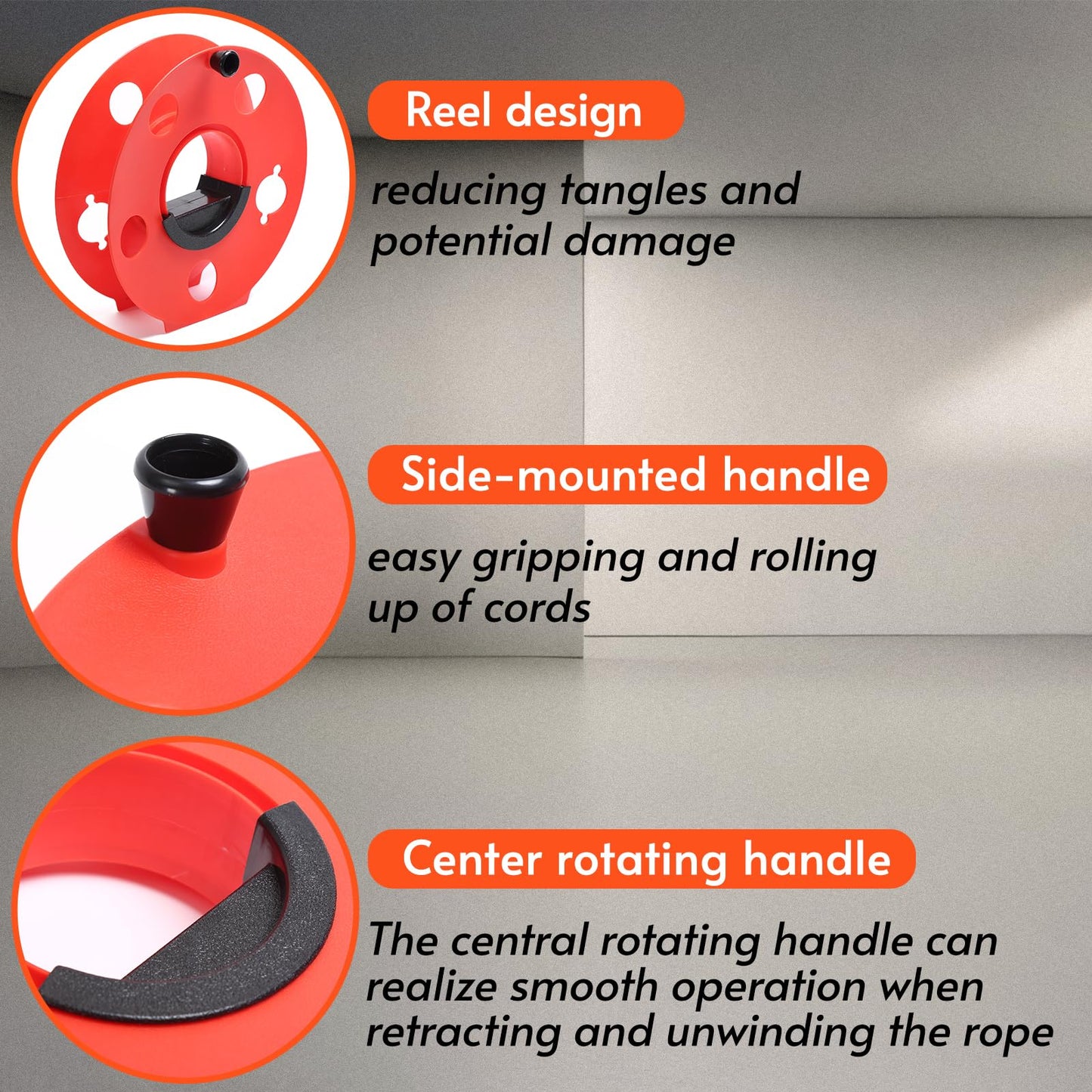Homeon Wheels Heavy Duty Impact Resistant Plastic Extension Cord Storage Reel Durable & Safe, Lightweight & Portable, Ideal for Outdoor Projects & DIY