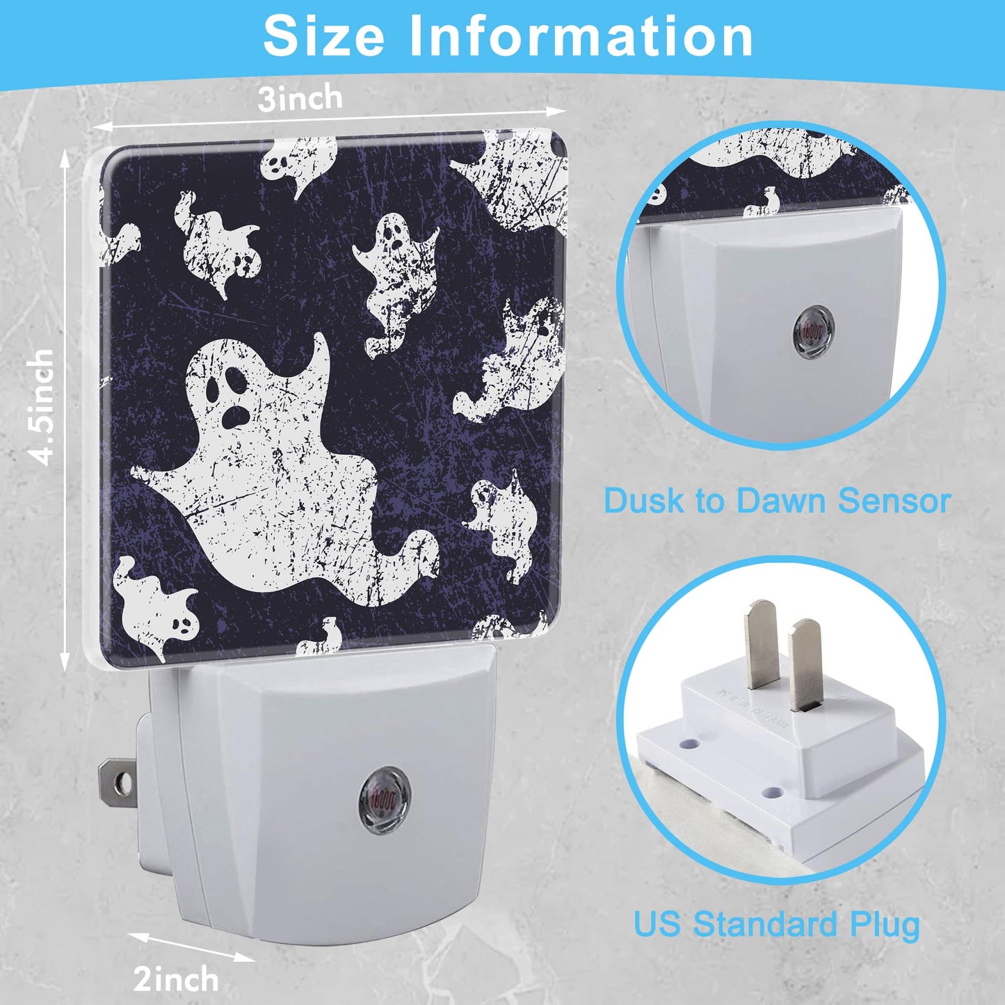 KXWQTRDD Halloween Ghosts Funny Night Light Plug into Wall,Night Lights with Dust to Dawn Sensor,Auto Turn on and Off,Glow Nightlight
