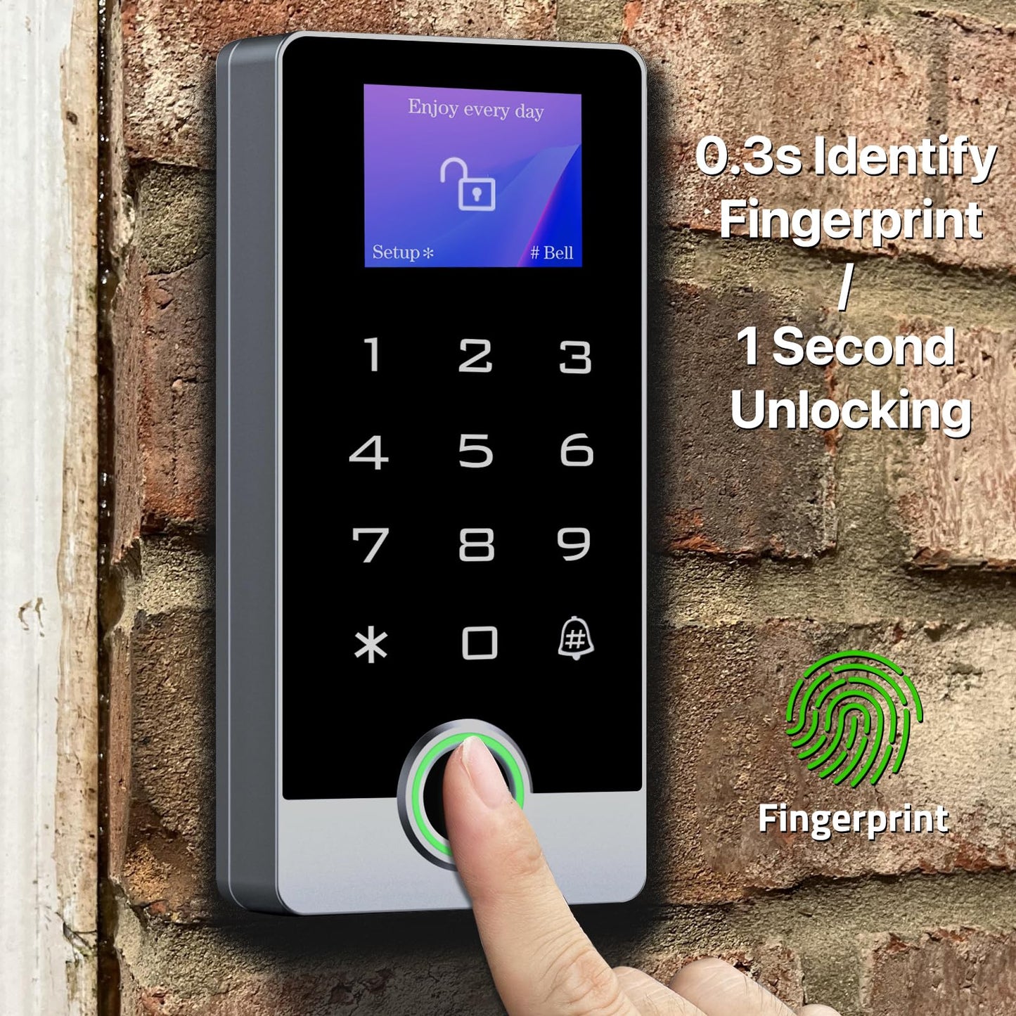 Wireless WiFi TUYA Access Control System with LED Screen/Voice, Fingerprint Password Stand-Alone Door Access Control Keypad, WG26/34 EM Card Reader
