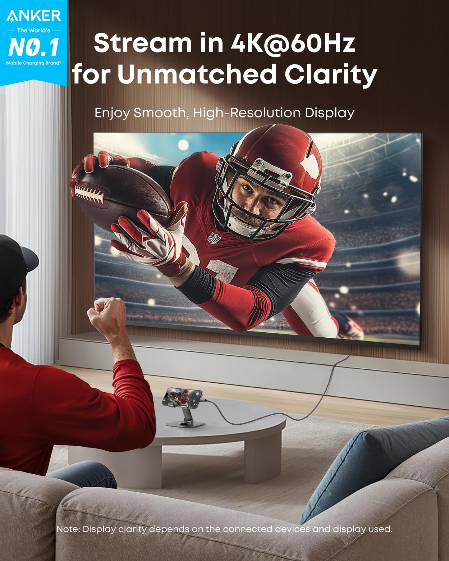 Anker HDMI Cable, 4K@60Hz Ultra-Fast Nylon-Braided USB C to HDMI Cord with Advanced Shielding, Thunderbolt 5/4/3, for MacBook, iPad, iPhone, HD TV