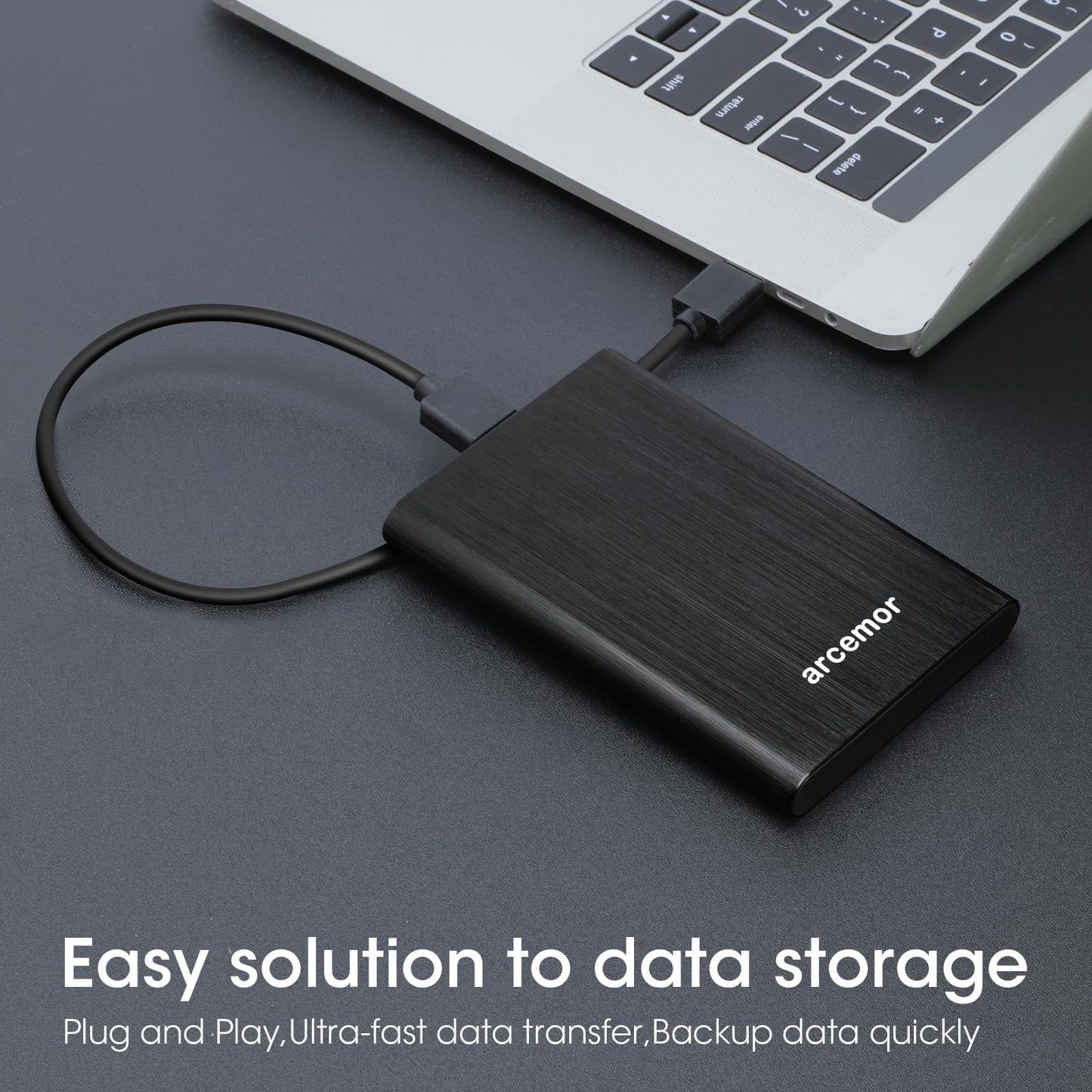 arcemor 500GB Portable External Hard Drive USB3.0 Ultra Slim 2.5" HDD for PC, Mac, Laptop, Chromebook, Xbox One (Black, 500GB)