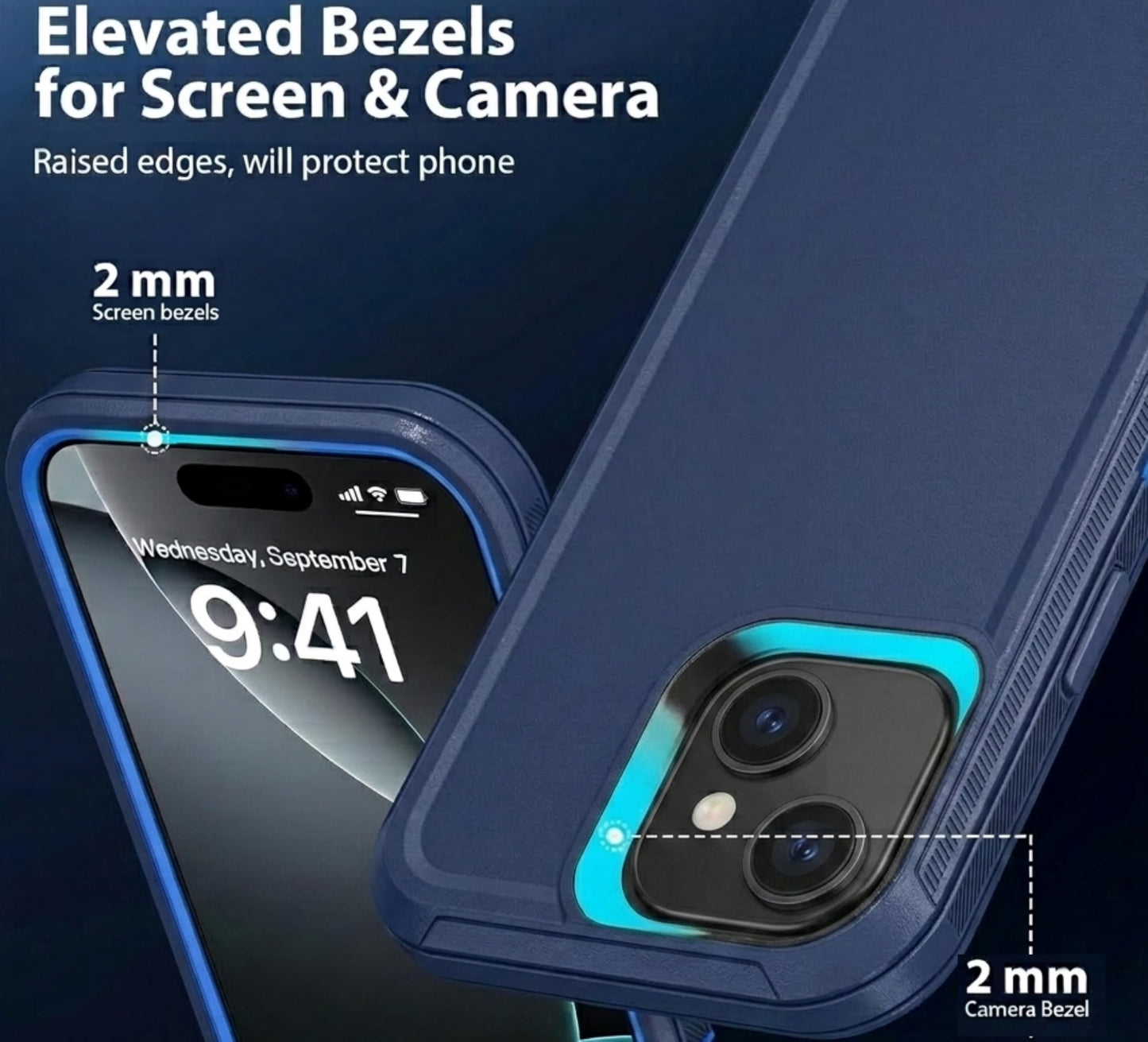 Apple iPhone 12 / iPhone 12 Pro Case (6.1") Rugged Case Heavy Duty Shockproof Dust/Drop Proof Dual Layer Cover Navy