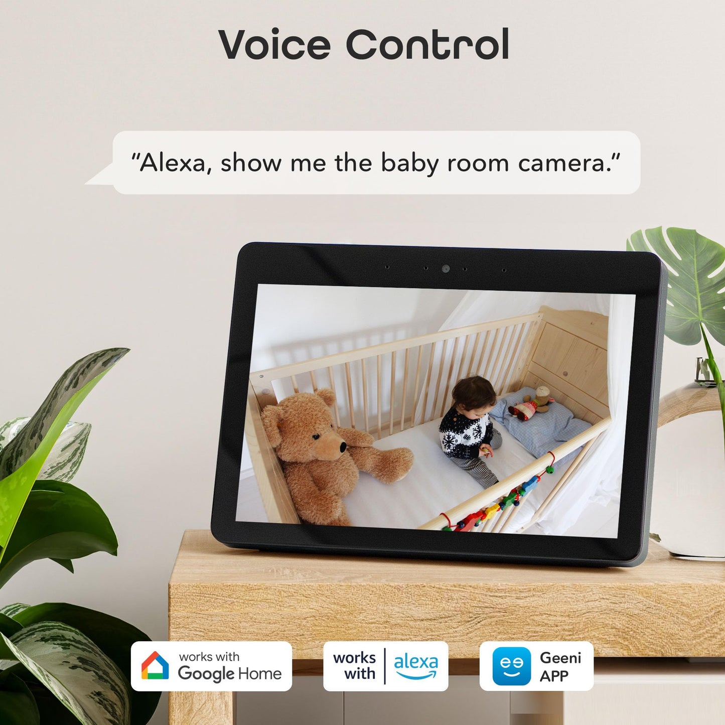 Geeni Glimpse Indoor Security Camera - 1080p HD Video, 2-Way Audio, Motion Alerts, WiFi Compatible with Alexa & Google Home, White