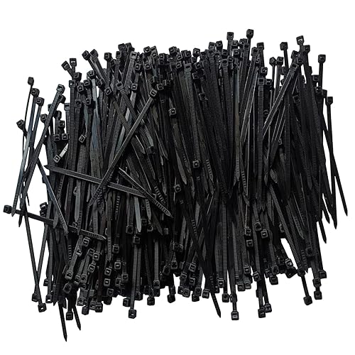 Zip Ties 6 Inch 1000 Pcs Cable Ties With 40 Pounds Tensile Strength, Heavy Duty Self-Locking Black Nylon Tie Wraps for Indoor and Outdoor