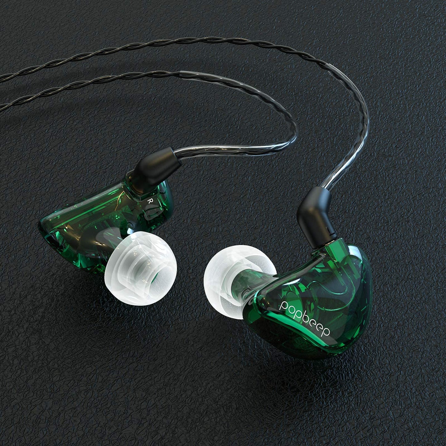 BASN in-Ear Monitor Headphones Dual Dynamic Drivers IEM Earphones Detachable MMCX Cable Musicians Earbuds Headphones (BC100 Green, with no Mic)
