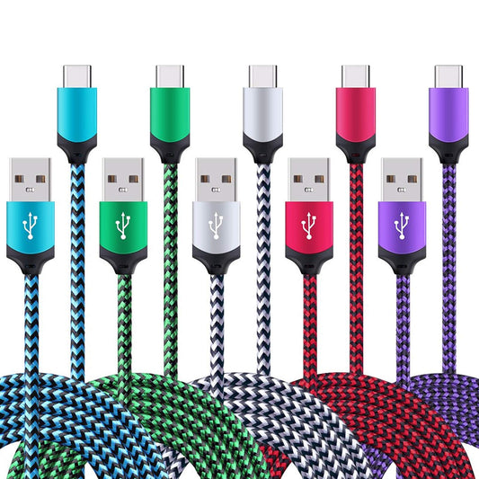 5Pack 6FT Fast USB Type C Cable Phone Charger Cord for Samsung Galaxy S25 Edge S25+ Plus Ultra S24 S23 S22 S21 S20 FE Ultra S10 S10+ S9 S8 Plus Note