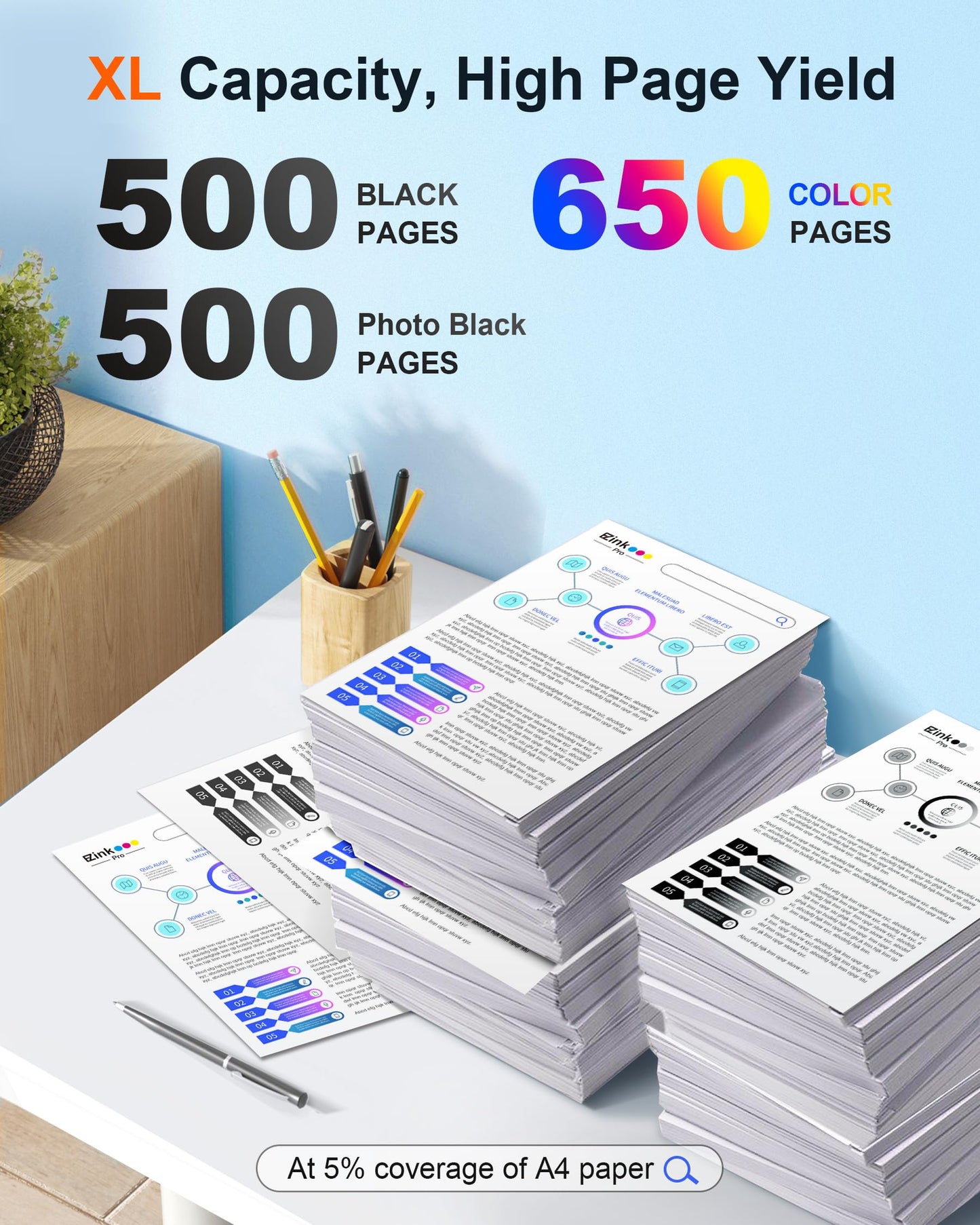 E-Z Ink Pro Remanufactured Replacement for 410XL Ink cartridges, 5 Pack