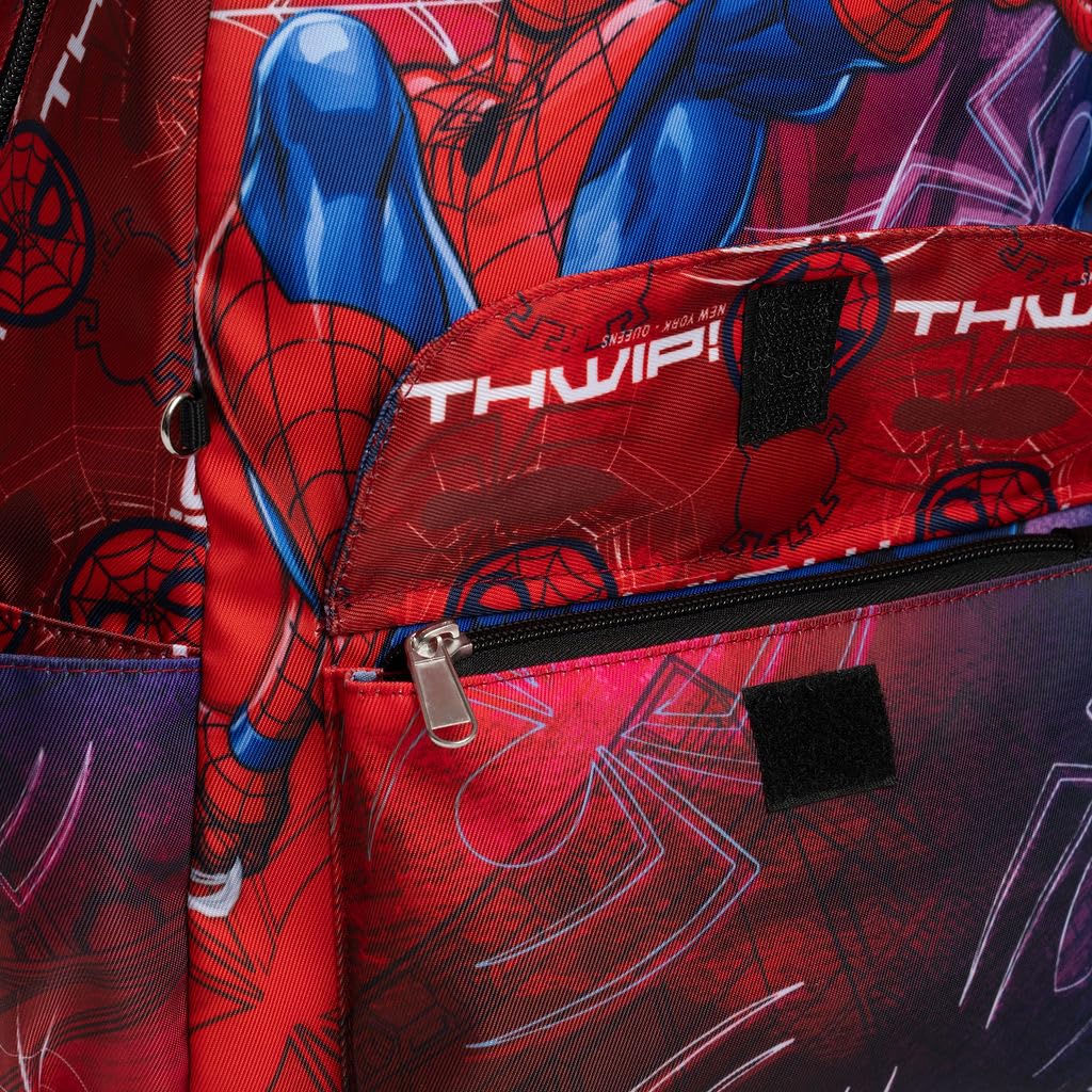Wondapop Marvel Spider-Man 15.5 Inch Deluxe Nylon Backpack, Kids School Bag with Laptop Sleeve & Pockets