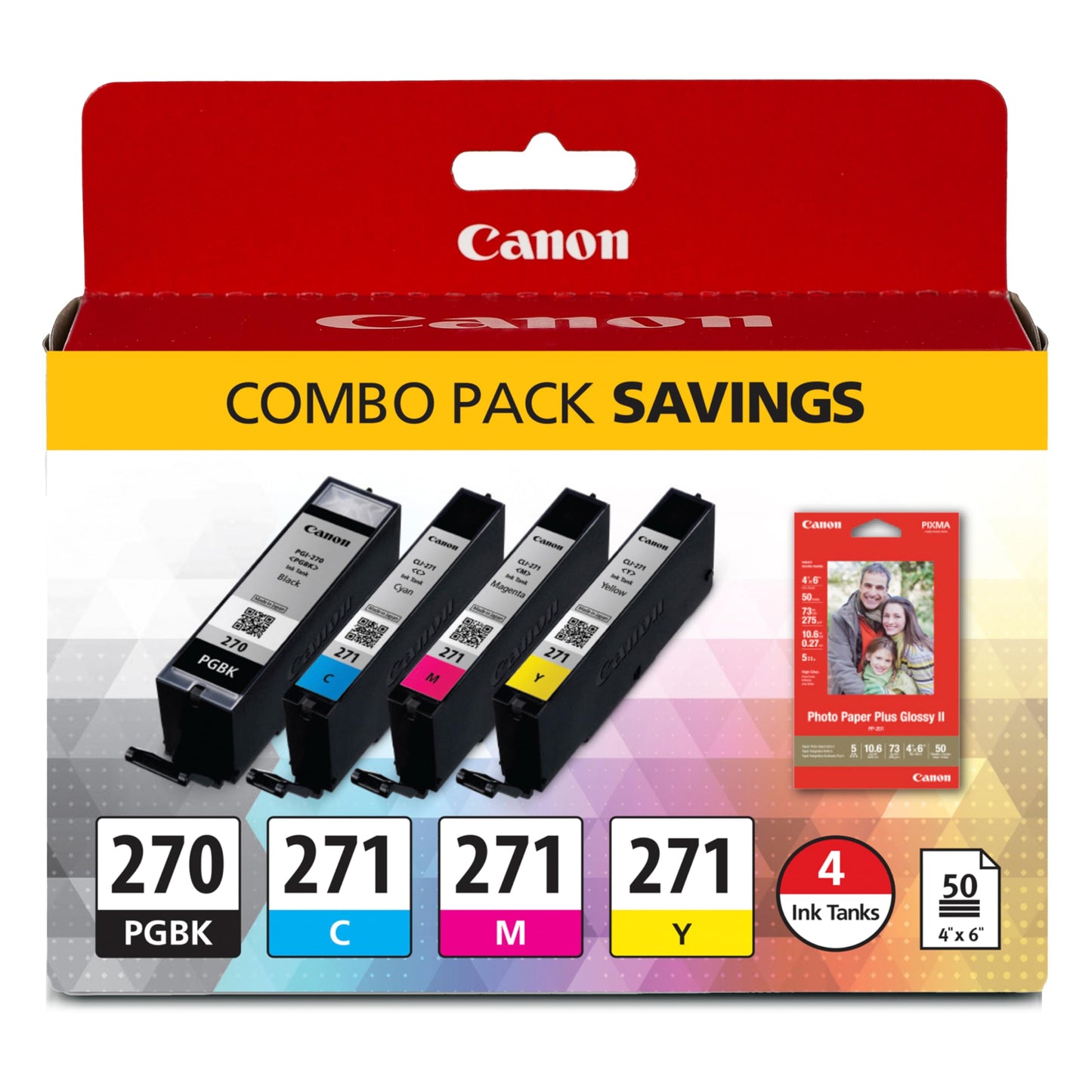 Canon PGI-270/CLI-271 Genuine Photo Paper Combo Pack, Compatible with MG6820, MG6821, MG6822, MG5720, MG5721, MG5722, MG7720, TS5020, TS6020, TS8020