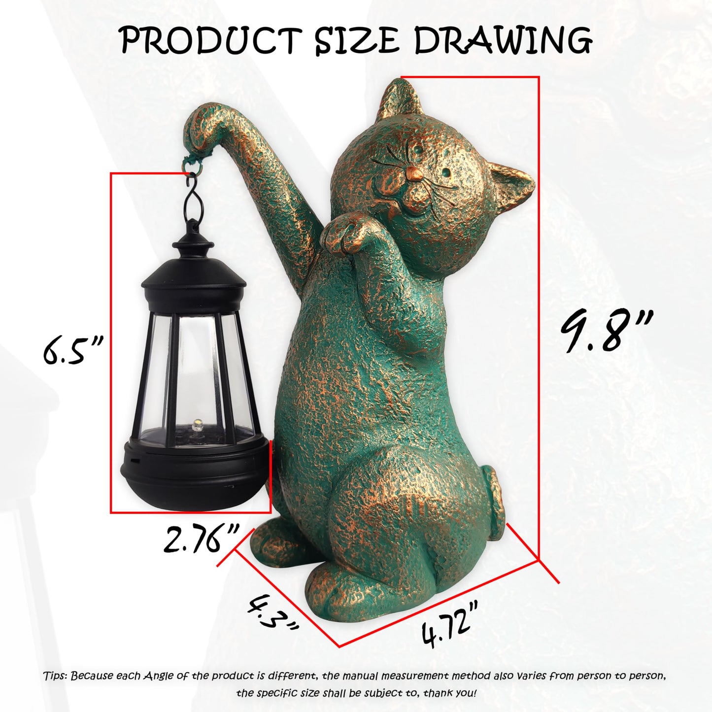 RCTTICUU Cat Garden Statue Outdoor Décor with Solar Lights Lantern,Cat Solar Light Figurines Outside Decorations for Yard?Lawn Patio, Balcony, Unique
