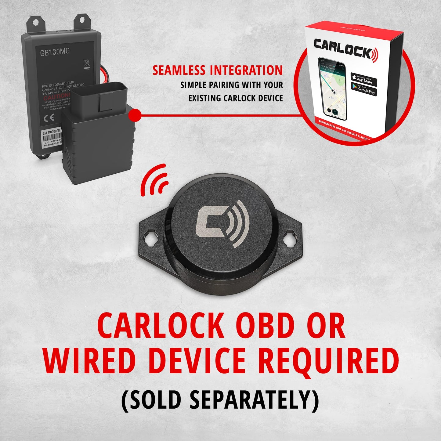 CARLOCK BT Vibration Sensor Add-on - Improved Car Theft Protection and Security for Your CarLock Device - Installs to Car Doors or Valuables