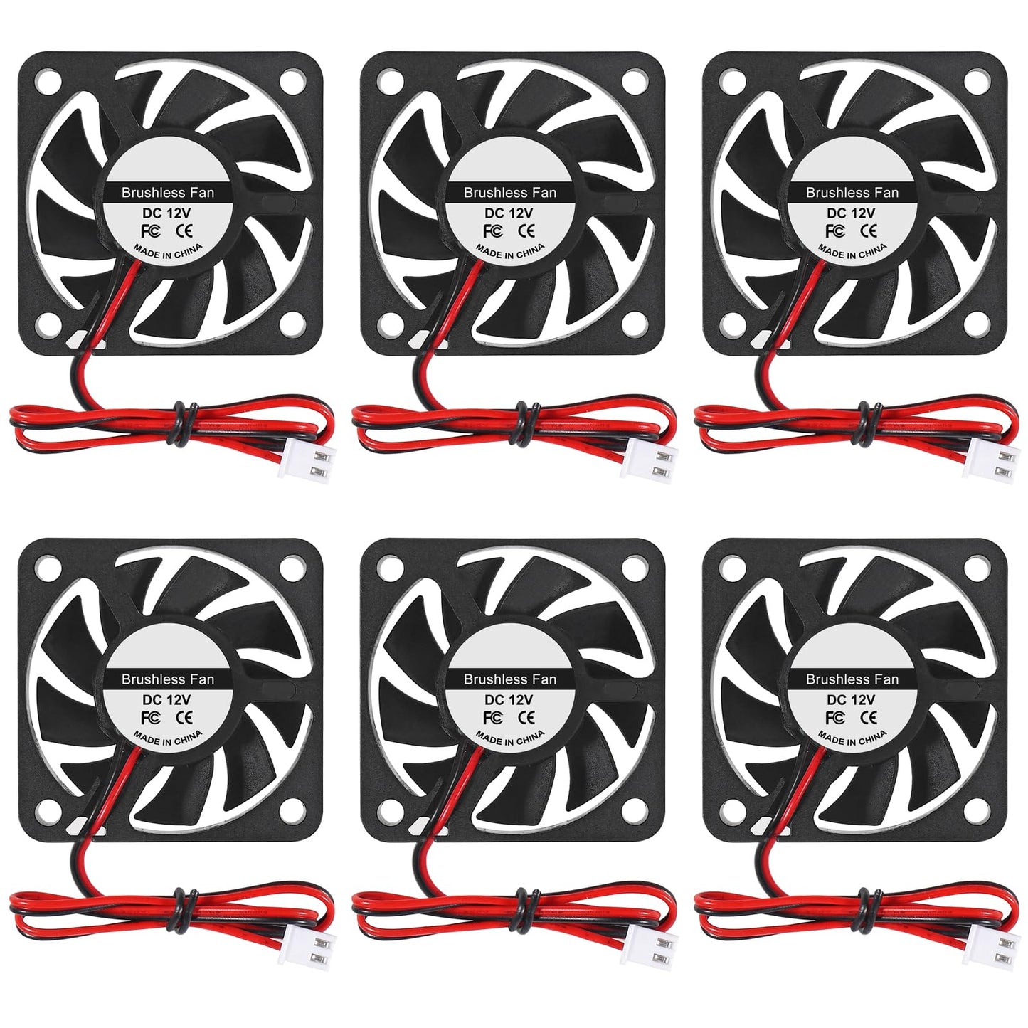 6PCS DC 12V Cooling Fan 50x50x10mm Computer Fans 5010 DC Silent Brushless Computer Fan for 3D Printers(5010 12V 2 PIN)
