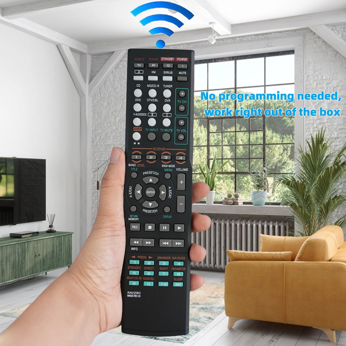 RAV280 WN05780 Replacement Remote Control Compatible for Yamaha Audio Video 5.1-Channel Home Theater AV Receiver HTR-6140BL RX-V463
