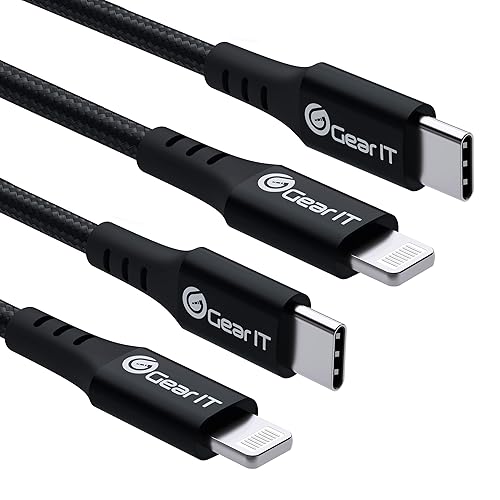 GEARit 2-Pack Lightning to USB-C Cable, 6ft [Mfi Certified] Nylon Braided Fast Charging Cable for iPhone 12/12 Pro/12 Pro Max/11/11 Pro/11 Pro Max/12…