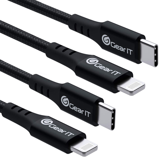 GEARit 2-Pack Lightning to USB-C Cable, 6ft [Mfi Certified] Nylon Braided Fast Charging Cable for iPhone 12/12 Pro/12 Pro Max/11/11 Pro/11 Pro Max/12…