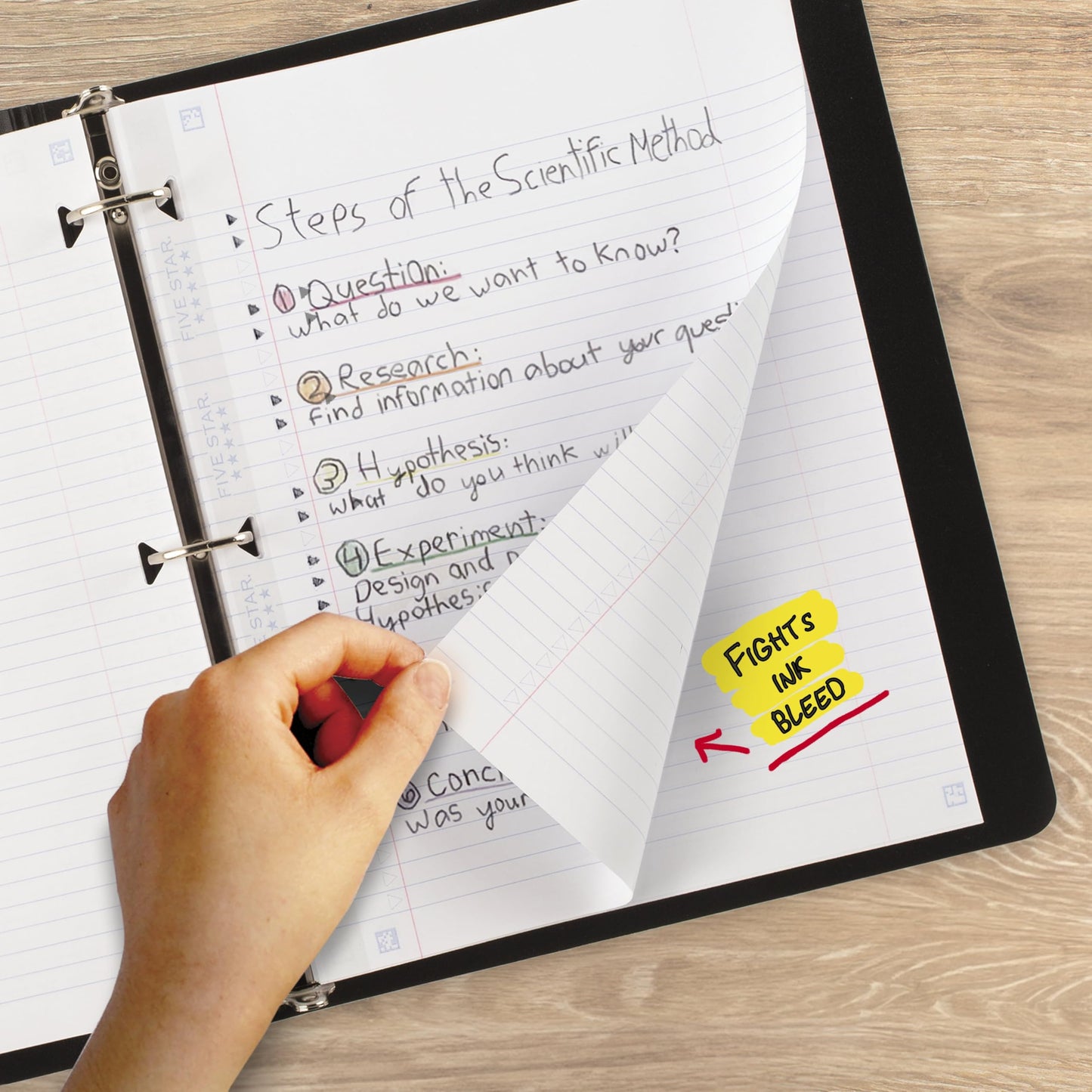 Five Star Loose Leaf Paper + Study App, Wide Ruled Filler Notebook Paper, Reinforced, Fights Ink Bleed, 8" x 10-1/2", 80 Sheets (150002)
