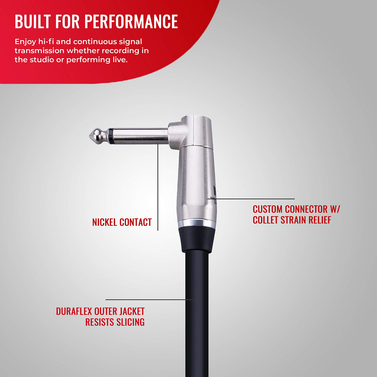 Monster Prolink Performer 600 Combo Amp Speaker Cable: 12 ft, Combo Amp 1/4" to Faston Speaker Cable