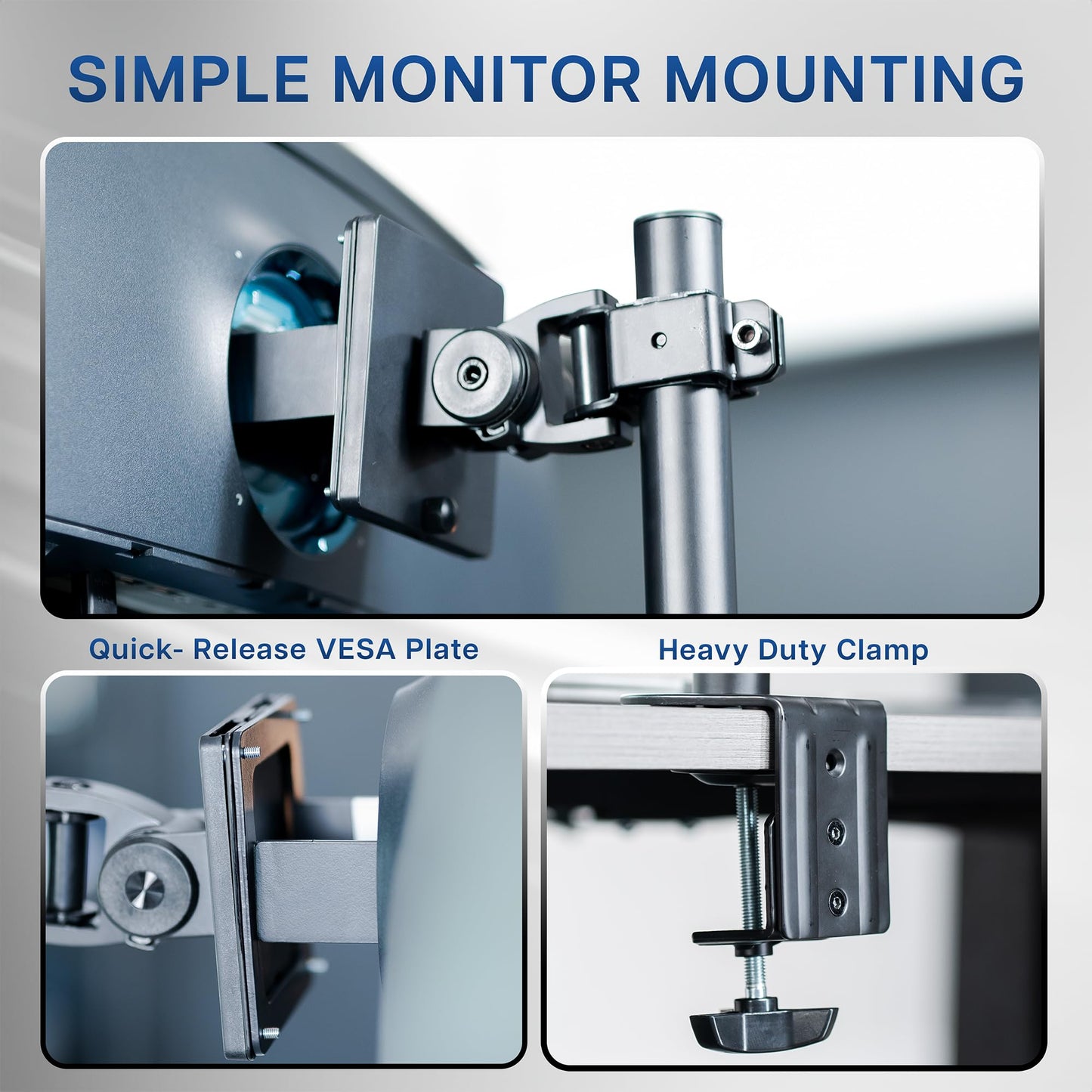 VIVO Dual Vertically Stacked Ultra-Wide Monitor Desk Mount for up to 49 inch Ultrawide Screens, Extra Tall Heavy Duty Adjustable Stand Holds 44 lbs