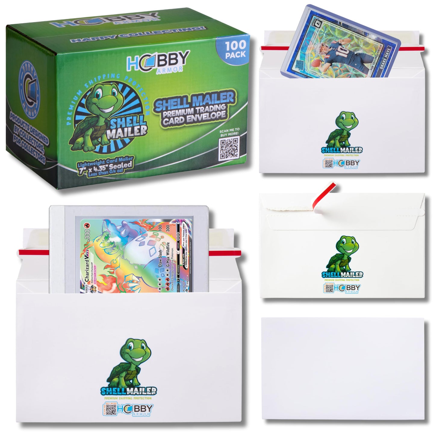 1 Pack Shell Mailer Trading Card Envelopes by Hobby Armor, 7" x 4.35" Trading Card Mailers for Shipping, Perfect Sized Shipping Envelope for Mailing