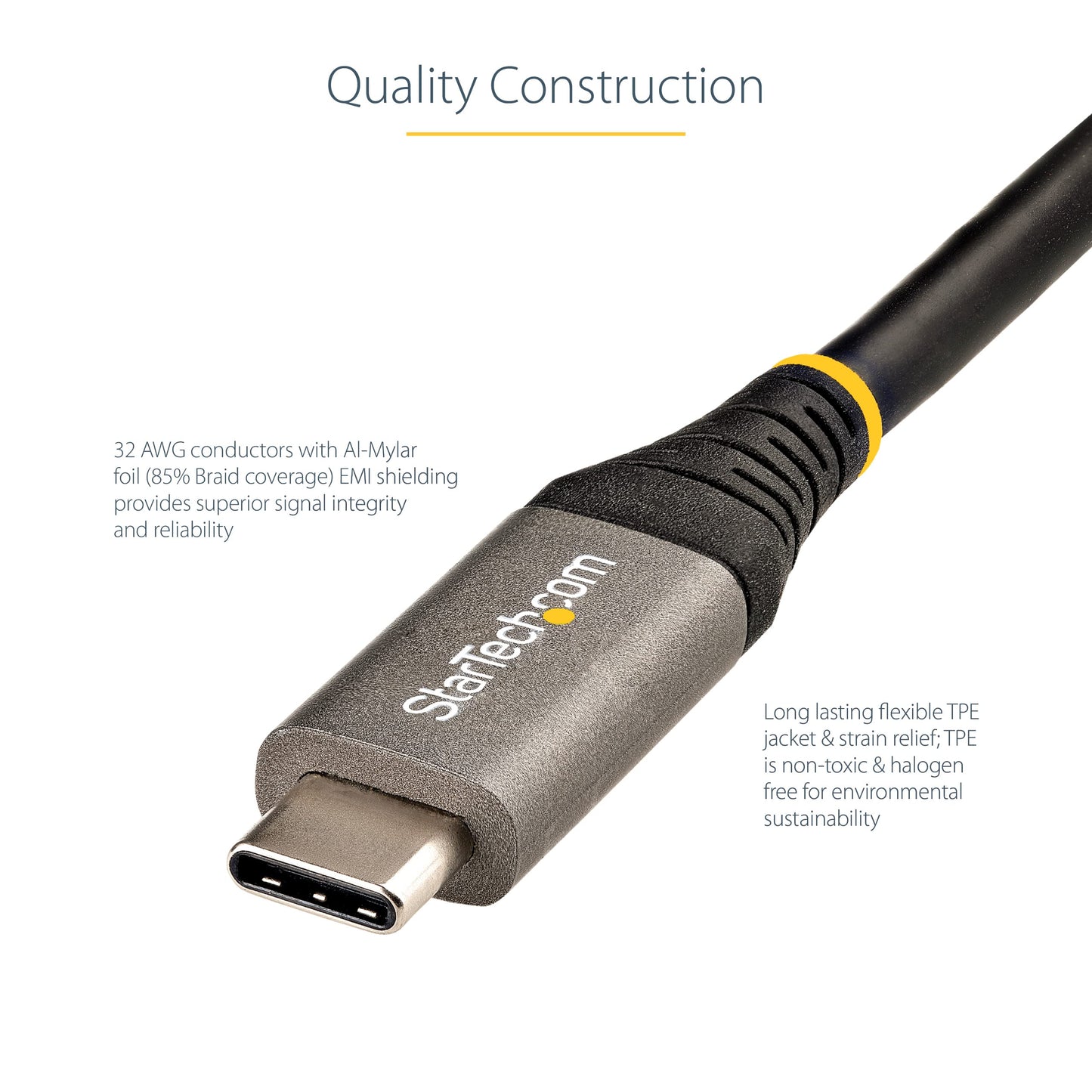 StarTech.com 3ft (1m) USB C Cable 10Gbps - USB-IF Certified USB-C Cable - USB 3.2 Gen 2 Type-C Cable - 100W (5A) Power Delivery Charging, DP Alt Mode