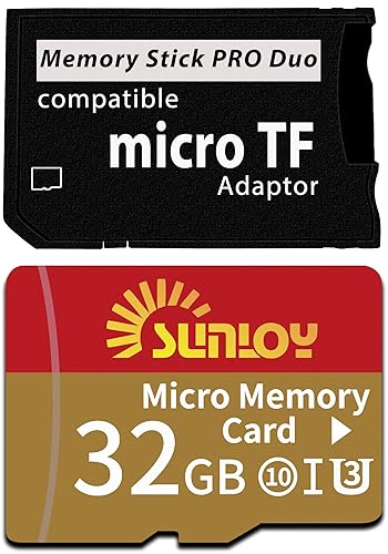 PSP Memory Stick Adapter with 32GB Micro SD Card, Micro SD/SDHC/SDXC to Memory Stick PRO Duo MagicGate Card Compatible with PlayStation Portable