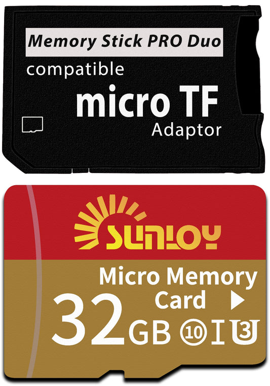 PSP Memory Stick Adapter with 32GB Micro SD Card, Micro SD/SDHC/SDXC to Memory Stick PRO Duo MagicGate Card Compatible with PlayStation Portable