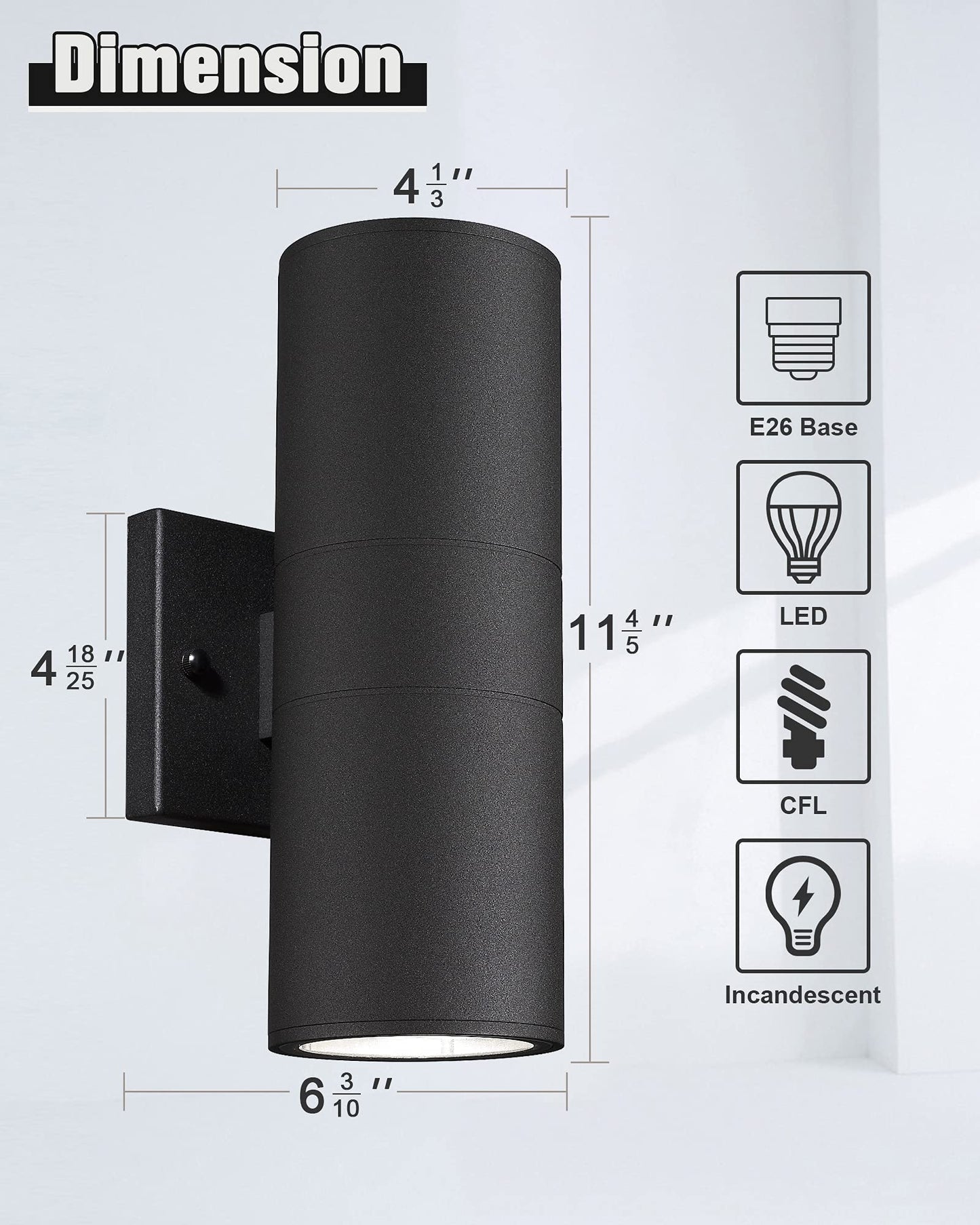 Ken & Ricky Outdoor Wall Sconce Lights, Black Exterior Lighting Fixtures, Outside Porch Lights Outdoor Wall Light Fixtures for House Garage Front Door