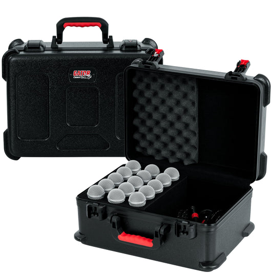 Gator Cases Molded Flight Case to Hold Up to (15) Wired Microphones with TSA Approved Locking Latch and Cable Storage; (GTSA-MIC15)