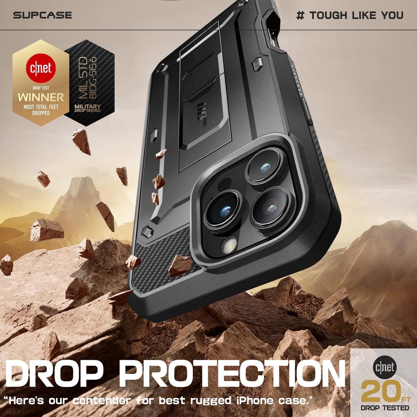 SUPCASE for iPhone 16 Pro Max Case with Screen Protector (Unicorn Beetle Pro), [Built-in Stand & Belt-Clip] [Military-Grade Protection] Full Body