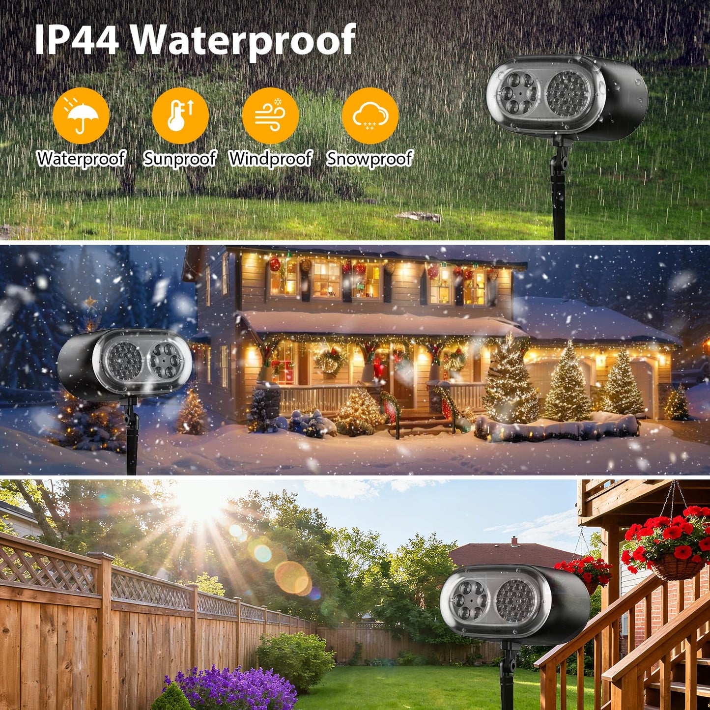 Christmas Projector Lights Outdoor No Need to Change Cards, 26 Effects Holiday Christmas Projector Light Outdoor 2 in 1 with Remote, Christmas