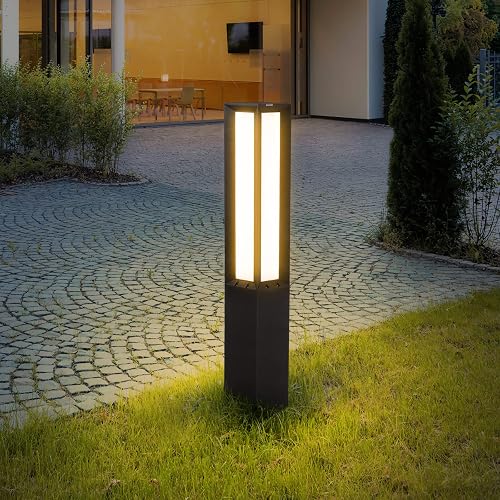 Linkmoon Landscape Path Light, Aluminum 8W 800LM Luxury LED Lighting, 32 Inches Modern Outdoor Bollard Lighting for Lawn, Patio, Courtyard