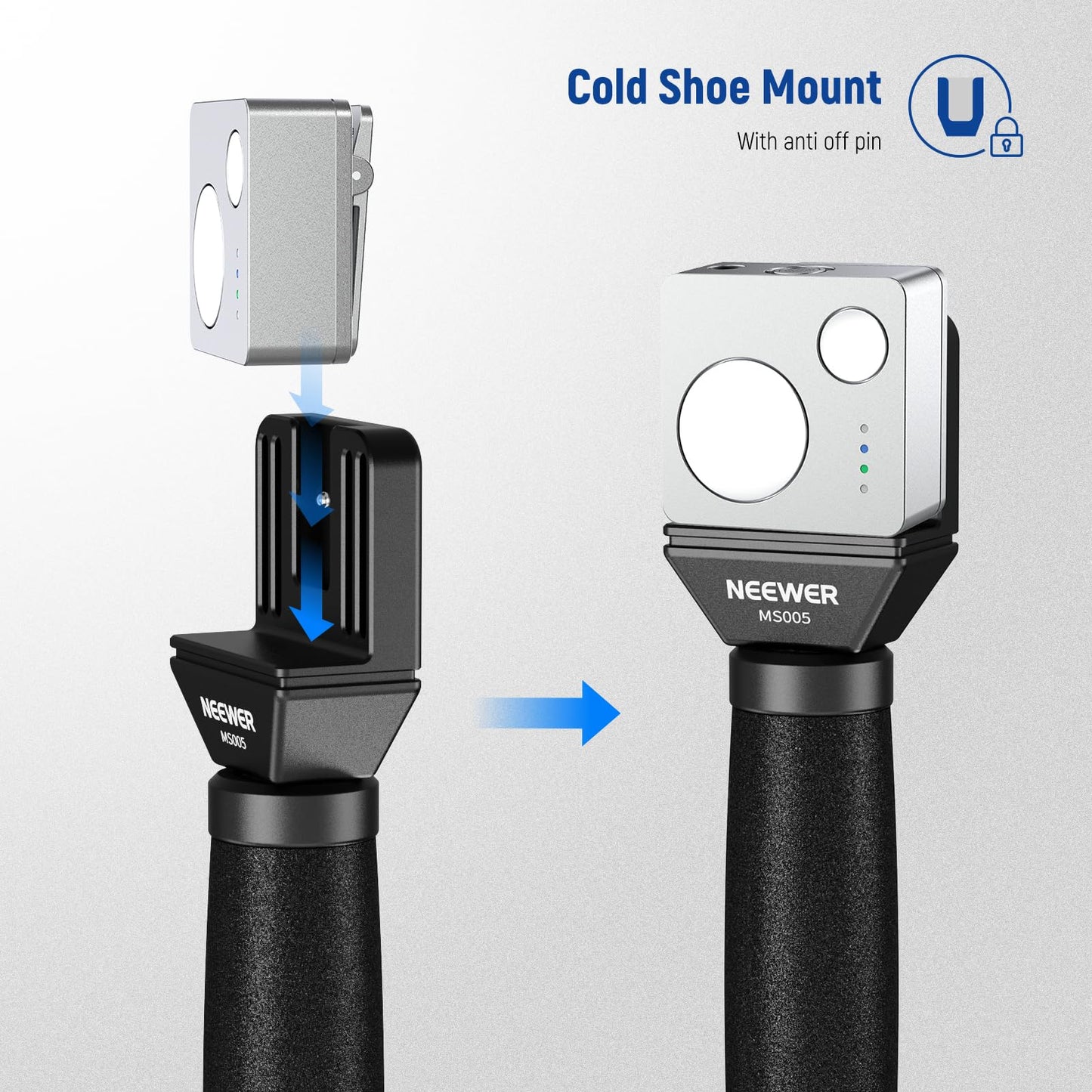 NEEWER 13"/33cm Telescopic Lavalier Microphone Handheld with Anti Off Cold Shoe Foam Windscreen Interview Mic Handle Compatible with Rode Wireless Go