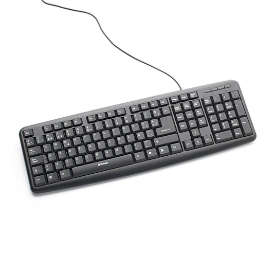 Verbatim Slimline Corded Keyboard and Mouse Combo, USB 2.0, Spanish, Black