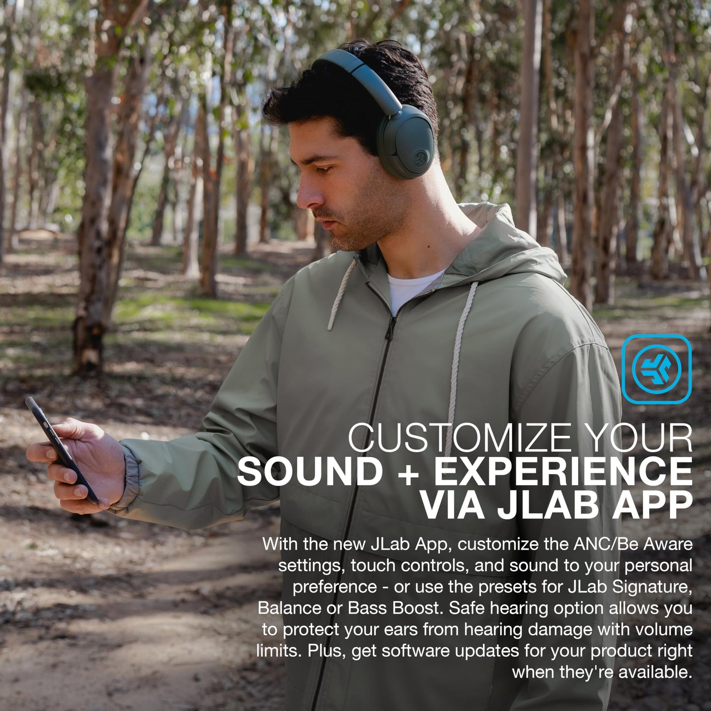 JLab JBuds Lux ANC Wireless Headphones, Sage, Hybrid Active Noise Cancelling, Customizable Sound, Spatial Audio Compatible, Premium Over-Ear…